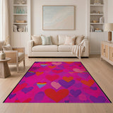 Playful Hearts Rainbows Area Rug