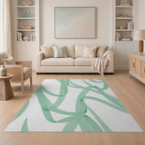 Mint Green Flowing Wave Abstract Area Rug