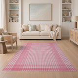 Pink Pastel Pink Gingham Check Area Rug
