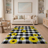 Sunflower Black White Plaid Area Rug