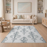 Teal Intricate Floral Swirl Area Rug