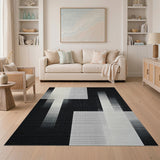 Modern Black White Geometric Modern Area Rug
