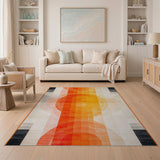 Modern Geometric Orange Circle Area Rug