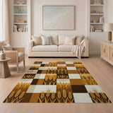 Golden Wheat Fields Patchwork Area Rug