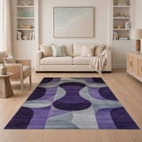 Geometric Modern Purple Purple Grey Geometric Modern Area Rug