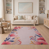 Blush Pink Hibiscus Floral Area Rug