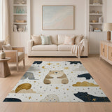 Golden Starry Bears Nursery Rug