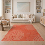 Orange Swirl Abstract Area Rug