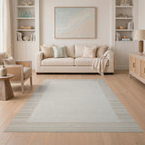 Cream Beige Striped Border Area Rug
