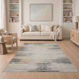 Distressed Grey Diagonal Stripe Area Rug