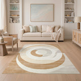 Beige Geometric Swirl Area Rug