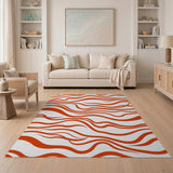 Orange Abstract Area Vibrant Orange Wavy Abstract Area Rug