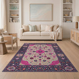 Vibrant Pink Floral Persian Area Rug