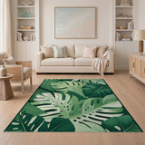 Fruit Pattern Lush Monstera Leaves Green Area Rug