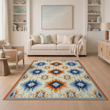 Southwestern Blue Orange Starburst Area Rug