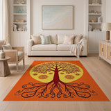 Vibrant Orange Tree of Life Area Rug