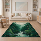 Serene Pine Forest Valley River Area Rug