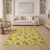 Vintage Yellow Floral Area Rug