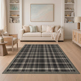 Black and White Black White Plaid Checkered Area Rug