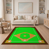 Baseball Diamond Green Area Rug