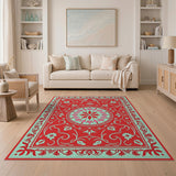 Multi-color and Patterns Red Persian Floral Medallion Area Rug