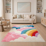 Whimsical Rainbow Cloud Kids Area Rug