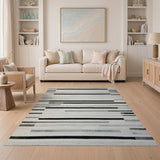 Black and White Modern Black White Horizontal Stripe Area Rug