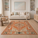 Orange Burnt Orange Geometric Southwestern Area Rug