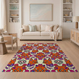 Vibrant Fox Skull Heritage Tribal Rug