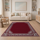 Ornate Burgundy Border Traditional Persian Rug