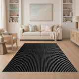 Black and White Bold Black White Vertical Stripe Rug