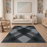 Diamond Black and White Black White Geometric Diamond Area Rug