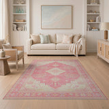 Pink Ivory Heritage Tribal Area Rug