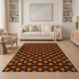 Orange Bold Orange Black Geometric Area Rug