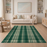 Green Emerald Green Plaid Area Rug