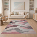 Pink Wave Abstract Area Rug