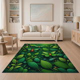 Lush Green Butterfly Beetle Leaf Area Rug