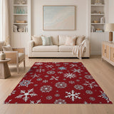 Festive Red Snowflake No. 2 Area Rug