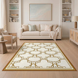 Geometric Modern Gold and Silver Gold Geometric Lattice Area Rug