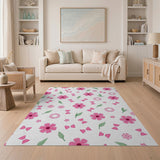 Pink Whimsical Pink Floral Scatter Area Rug
