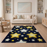 Glowing Yellow Stars Kids Cartoon Area Rug