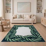 Teal Twisted Rope Border Area Rug