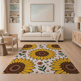 Floral Vintage Yellow Vibrant Sunflower Pattern Area Rug