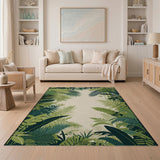 Lush Green Jungle Leaf Area Rug