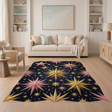 Pink Gold Shimmering Stars Area Rug