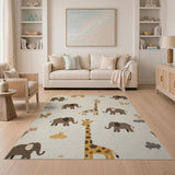 Whimsical Safari Animals Kids Area Rug