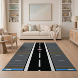 Pixel Airplane Runway Skyscrapers Area Rug