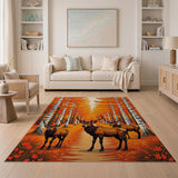 Autumn Elk Forest Path Area Rug
