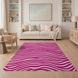 Bold Pink Wavy Stripe Area Rug