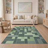 Geometric Modern Green Green Geometric Patchwork Area Rug